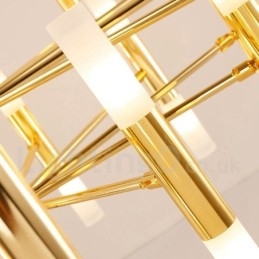 Lampă candelabru modern contemporan, auriu, cu 40 de lumini