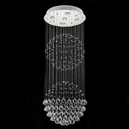 Lampă suspendată Candelabru modern din cristal 5 lumini Canpoy argintiu Glob de cristal transparent Corpuri de plafon