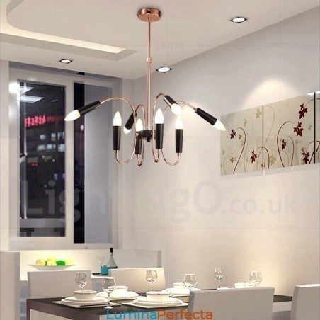 Candelabru modern și contemporan cu 2 niveluri de 8 lumini Candelabru modern și contemporan cu 2 niveluri de 8 lumini