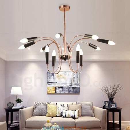 Candelabru modern contemporan cu 2 niveluri de 12 lumini Candelabru modern contemporan cu 2 niveluri de 12 lumini
