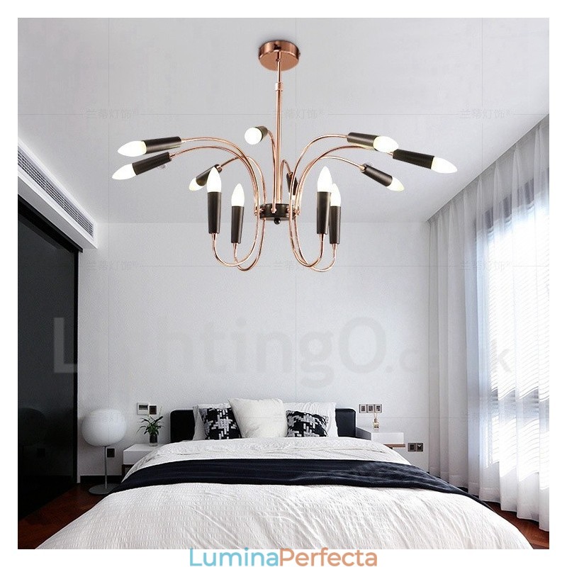 Candelabru modern contemporan cu 2 niveluri de 12 lumini
