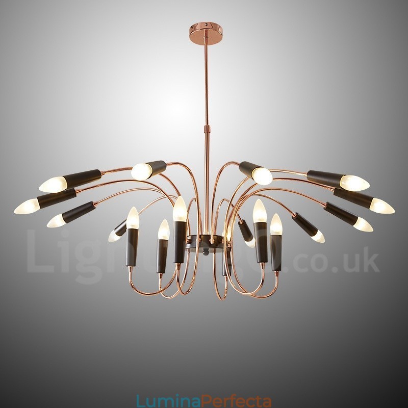 Candelabru modern contemporan cu 2 niveluri de 18 lumini