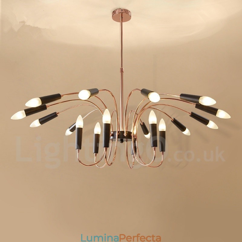 Candelabru modern contemporan cu 2 niveluri de 18 lumini