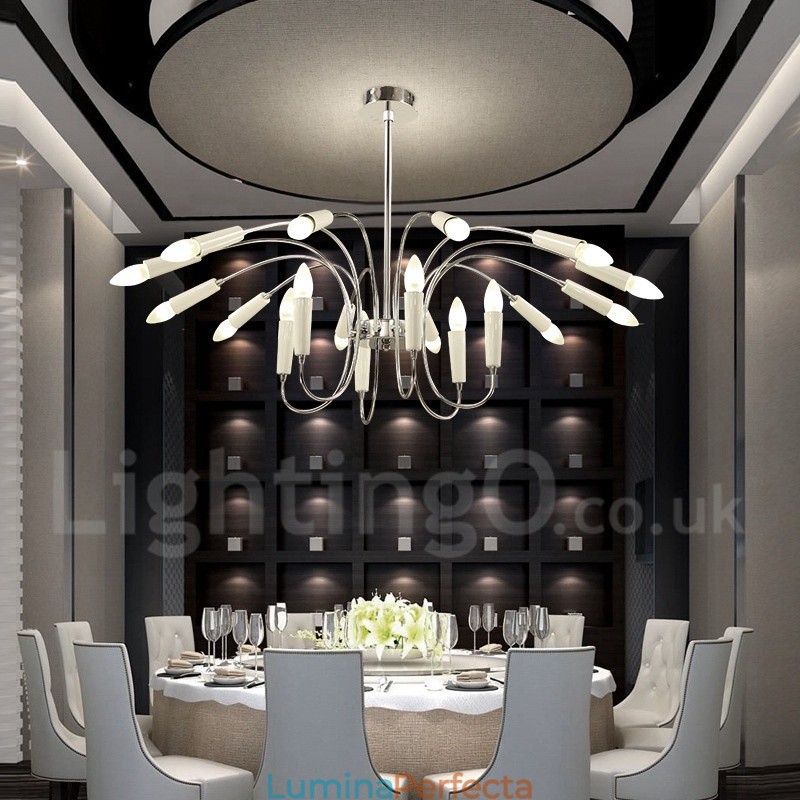 Candelabru modern contemporan cu 2 niveluri de 18 lumini
