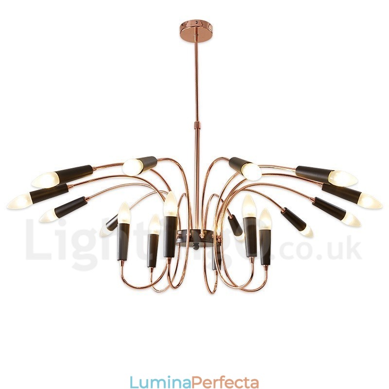 Candelabru modern contemporan cu 2 niveluri de 18 lumini
