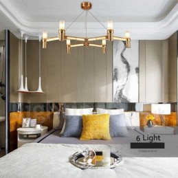 Candelabru modern contemporan cu 6 lumini, un singur nivel
