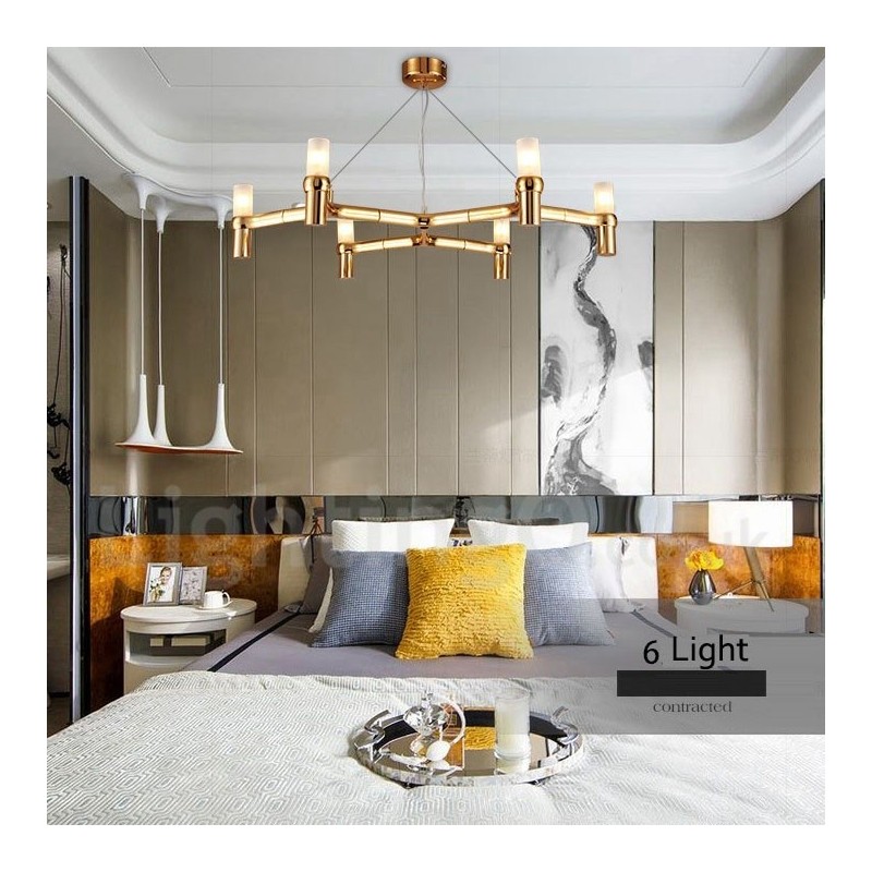 Candelabru modern contemporan cu 6 lumini, un singur nivel
