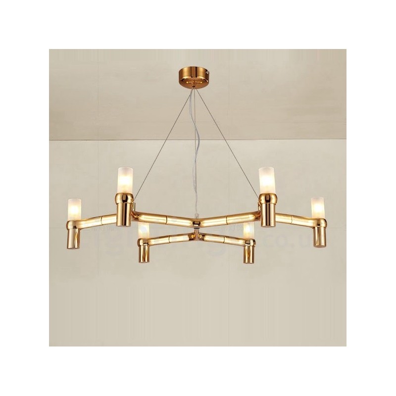 Candelabru modern contemporan cu 6 lumini, un singur nivel