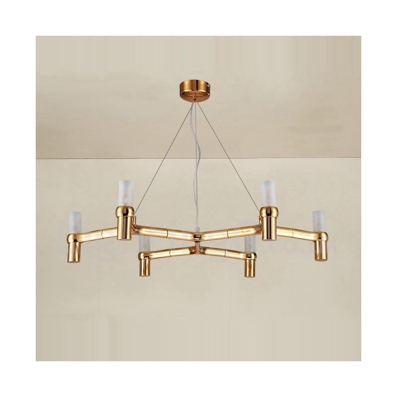 Candelabru modern contemporan cu 6 lumini, un singur nivel