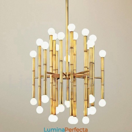 Candelabru modern și contemporan cu 30 de lumini și 2 niveluri pentru lumină Candelabru modern și contemporan cu 30 de lumini și 2 niveluri pentru lumină