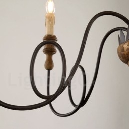 Candelabru Country Vintage din lemn cu 6 lumini