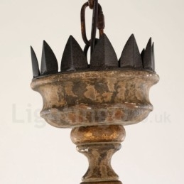 Candelabru Country Vintage din lemn cu 6 lumini
