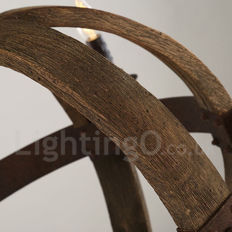 Candelabru Country Vintage din lemn cu 6 lumini