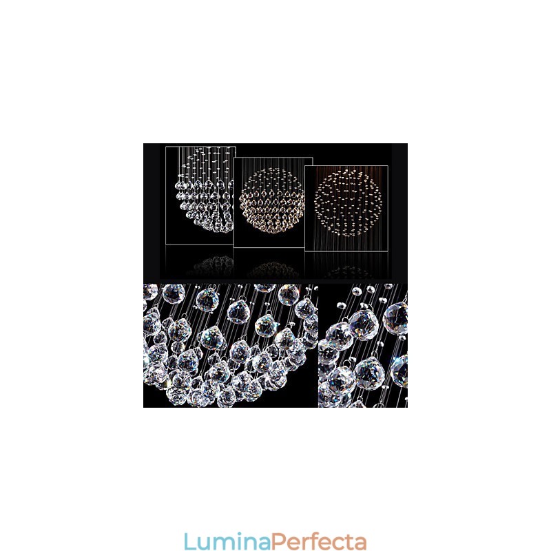 Lampă suspendată Candelabru modern din cristal 5 lumini Canpoy argintiu Glob de cristal transparent Corpuri de plafon