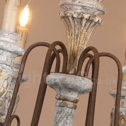 Candelabru Country Vintage din lemn cu 6 lumini pentru lumină