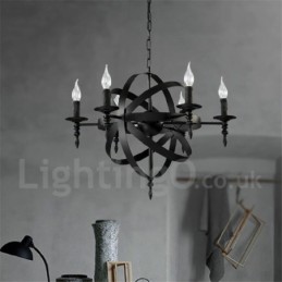 Candelabru retro vintage din metal cu 6 lumini cu un singur nivel