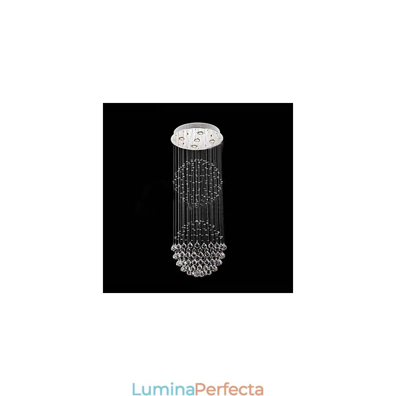 Lampă suspendată Candelabru modern din cristal 5 lumini Canpoy argintiu Glob de cristal transparent Corpuri de plafon