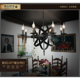Candelabru retro vintage din metal cu 6 lumini cu un singur nivel