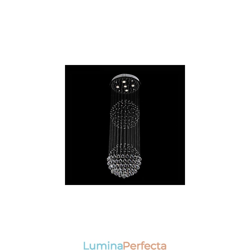 Lampă suspendată Candelabru modern din cristal 5 lumini Canpoy argintiu Glob de cristal transparent Corpuri de plafon