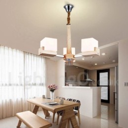 Candelabru modern contemporan din lemn, cu 3 lumini, un singur nivel