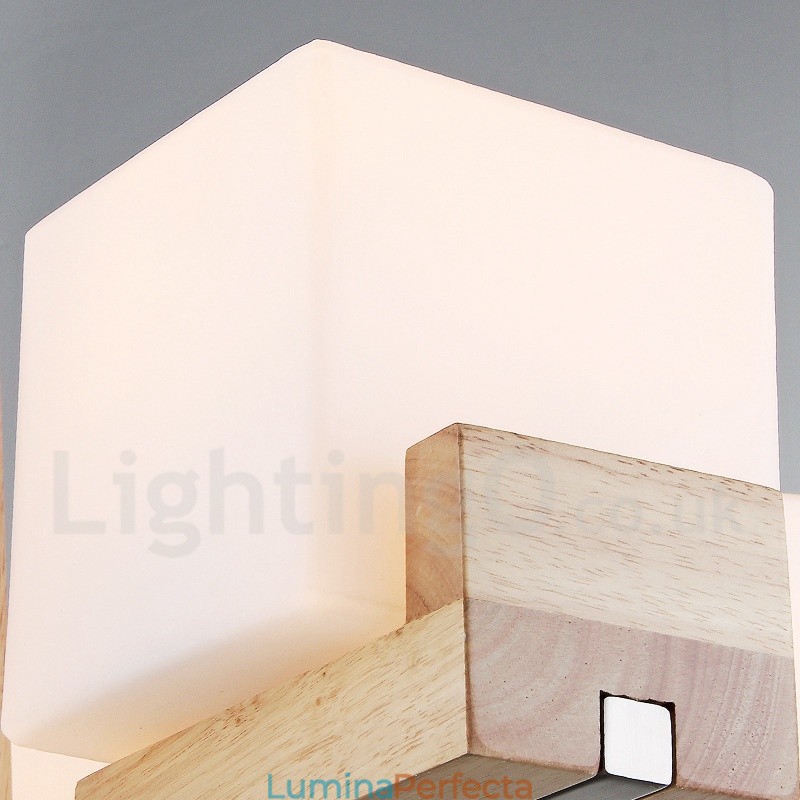 Candelabru modern contemporan din lemn, cu 5 lumini, un singur nivel
