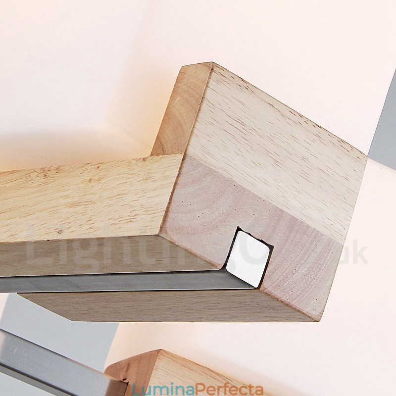 Candelabru modern contemporan din lemn, cu 5 lumini, un singur nivel