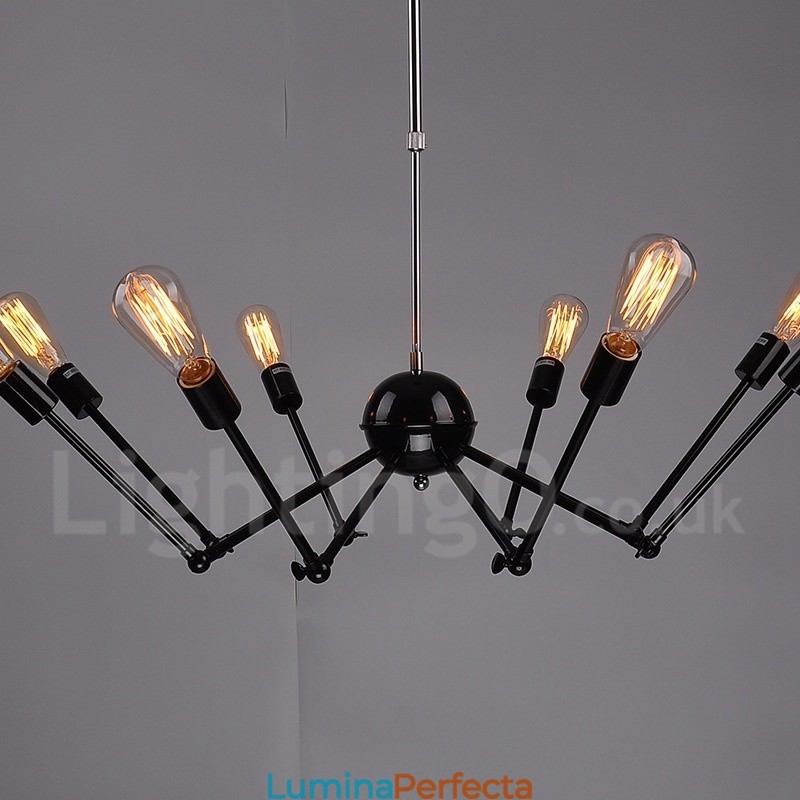 Candelabru negru retro vintage metal cu 8 lumini un singur nivel