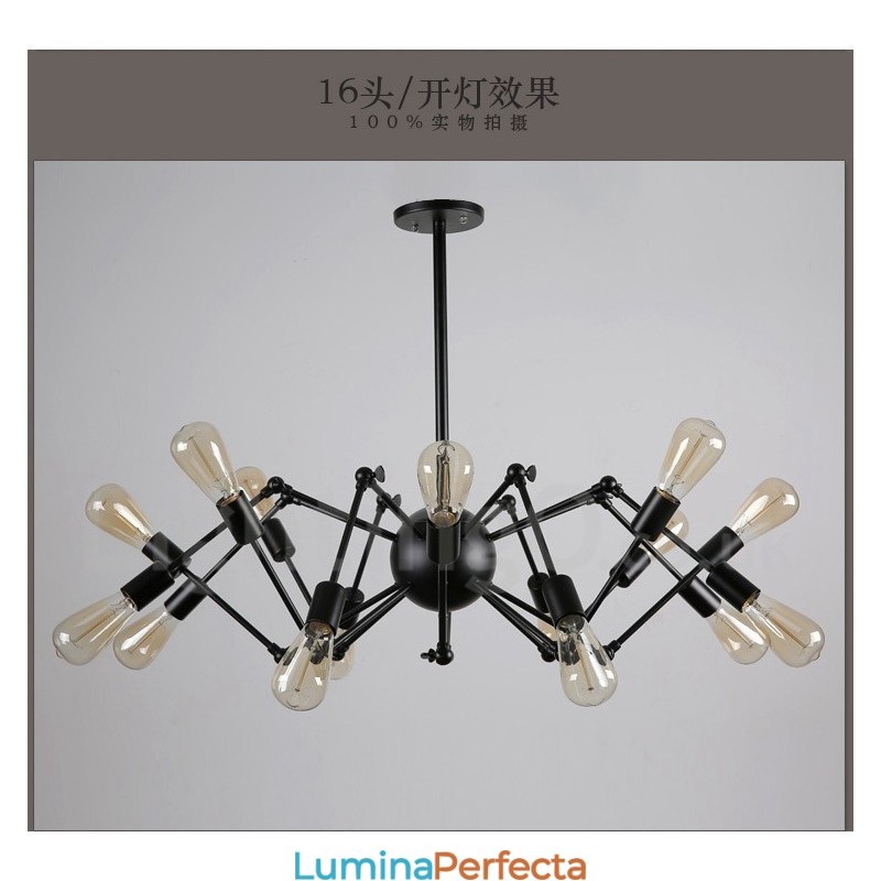 Candelabru negru retro vintage metal cu 8 lumini un singur nivel