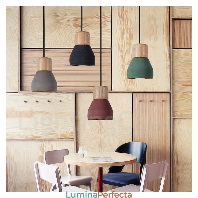Lampă cu o singură lumină modernă contemporană multicoloră din lemn de beton