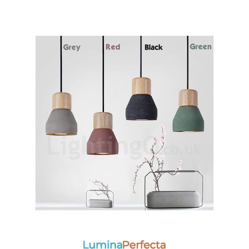 Lampă cu o singură lumină modernă contemporană multicoloră din lemn de beton