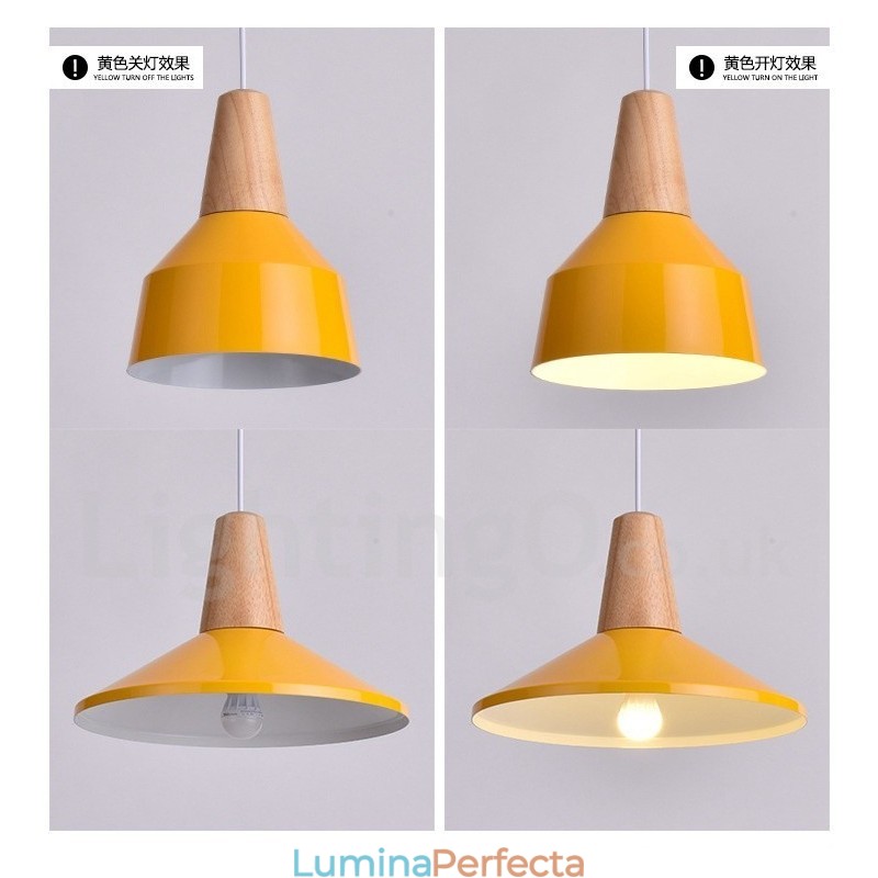 Lampă suspendată modernă, contemporană, din lemn, cu 1 lumină