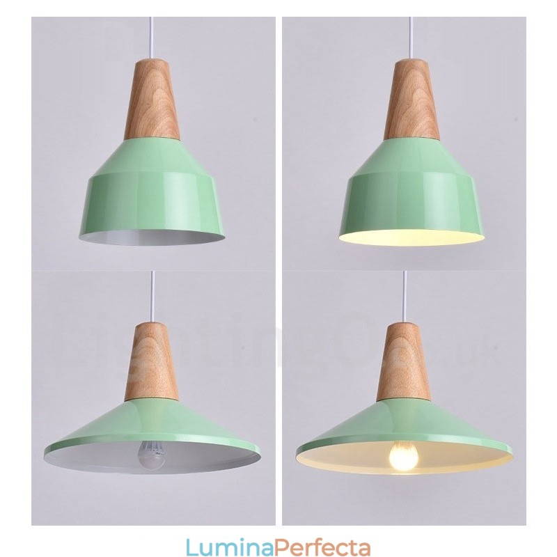 Lampă suspendată modernă, contemporană, din lemn, cu 1 lumină