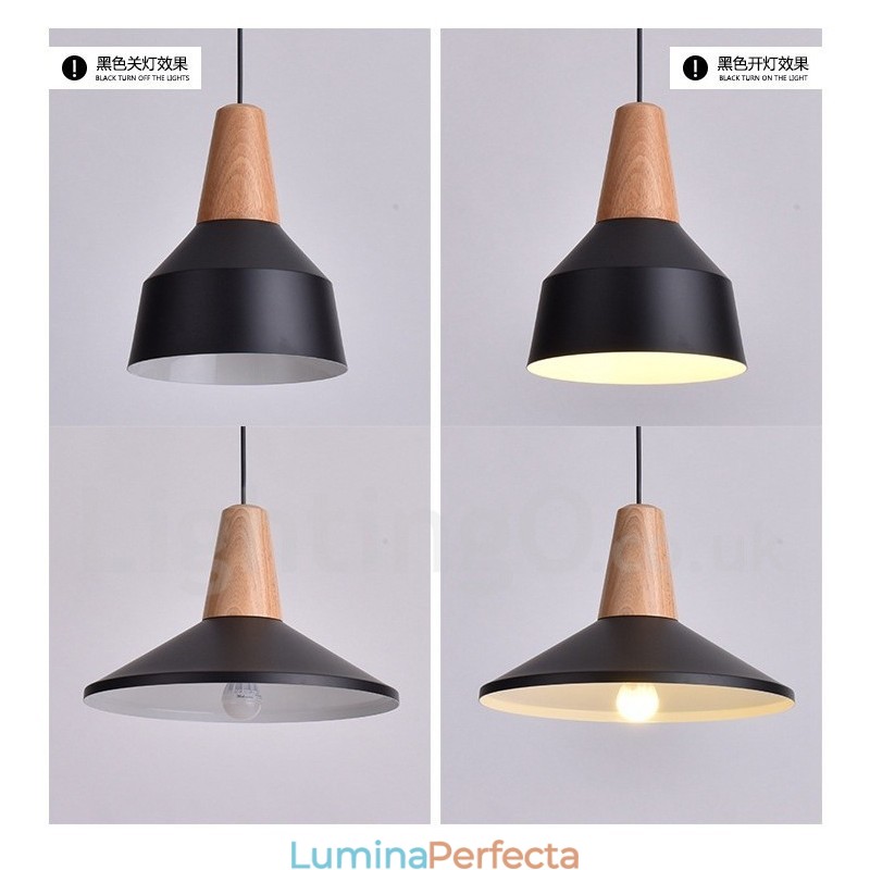 Lampă suspendată modernă, contemporană, din lemn, cu 1 lumină