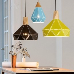 Lampă suspendată din lemn, 1 lumină, modernă și contemporană din metal