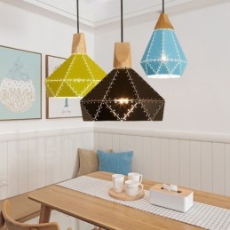 Lampă suspendată din lemn, 1 lumină, modernă și contemporană din metal