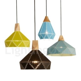Lampă suspendată din lemn, 1 lumină, modernă și contemporană din metal