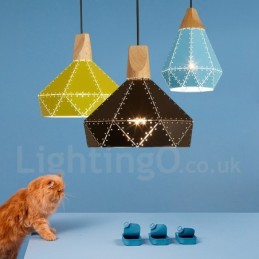 Lampă suspendată din lemn, 1 lumină, modernă și contemporană din metal