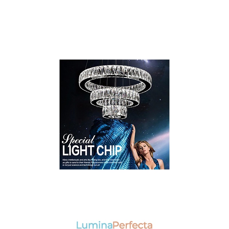 Lustre de cristal Iluminat modern Trei inele D305070 K9 Plafoniere mari din cristal