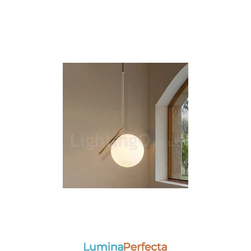 Lampă suspendată modernă și contemporană cu 1 lumină, cu abajur din sticlă