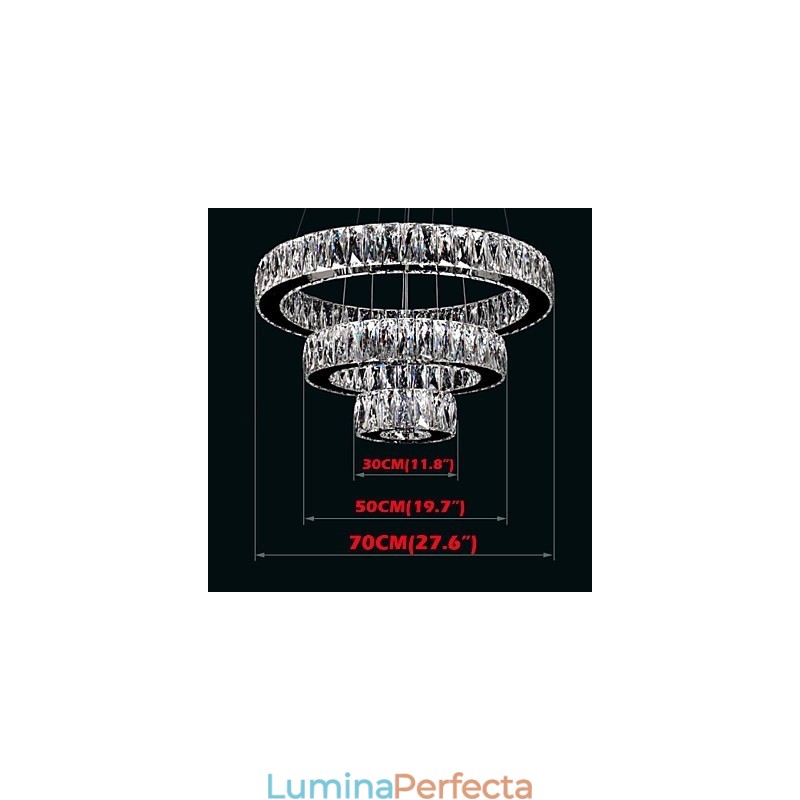 Lustre de cristal Iluminat modern Trei inele D305070 K9 Plafoniere mari din cristal