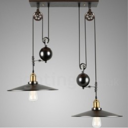 Lampă suspendată din metal vintage country cu 2 lumini