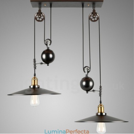 Lampă suspendată din metal vintage country cu 2 lumini
