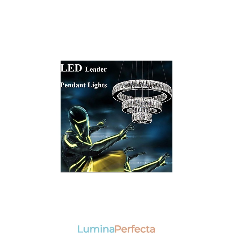 Lustre de cristal Iluminat modern Trei inele D305070 K9 Plafoniere mari din cristal