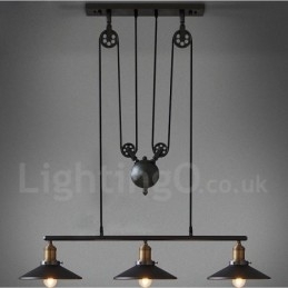 Lampă suspendată din metal vintage country cu 3 lumini