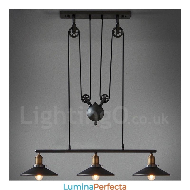 Lampă suspendată din metal vintage country cu 3 lumini