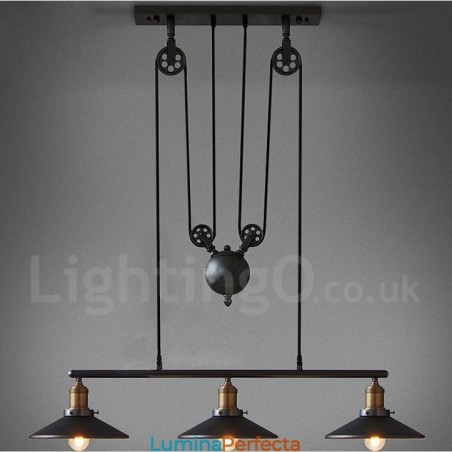 Lampă suspendată din metal vintage country cu 3 lumini