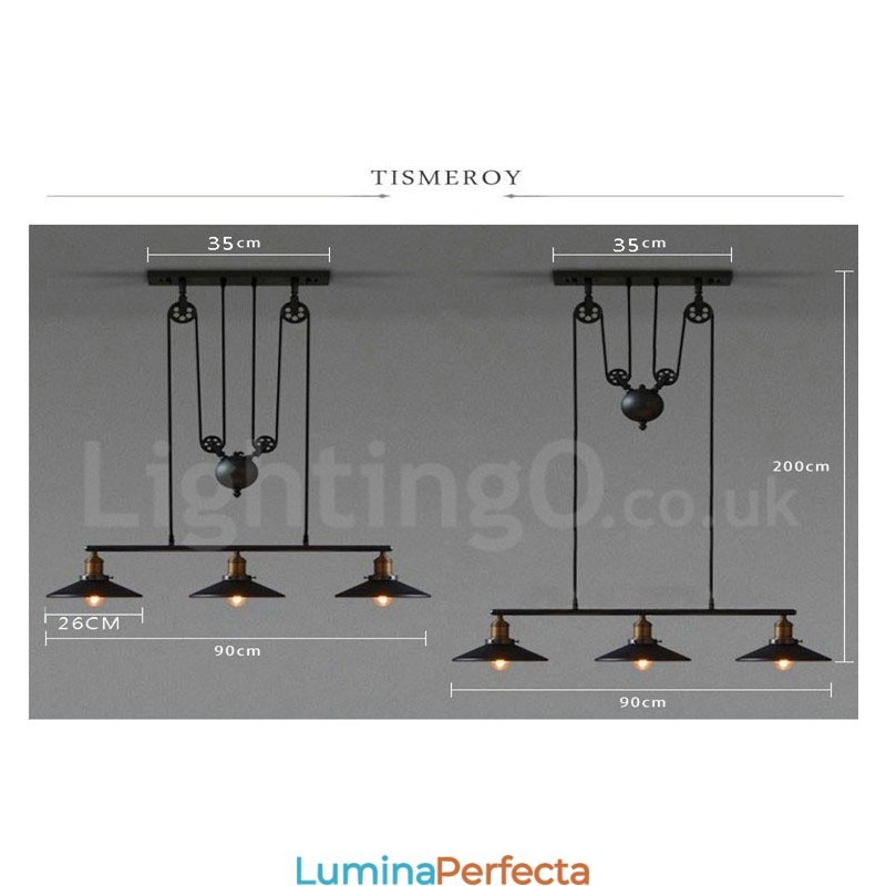 Lampă suspendată din metal vintage country cu 3 lumini