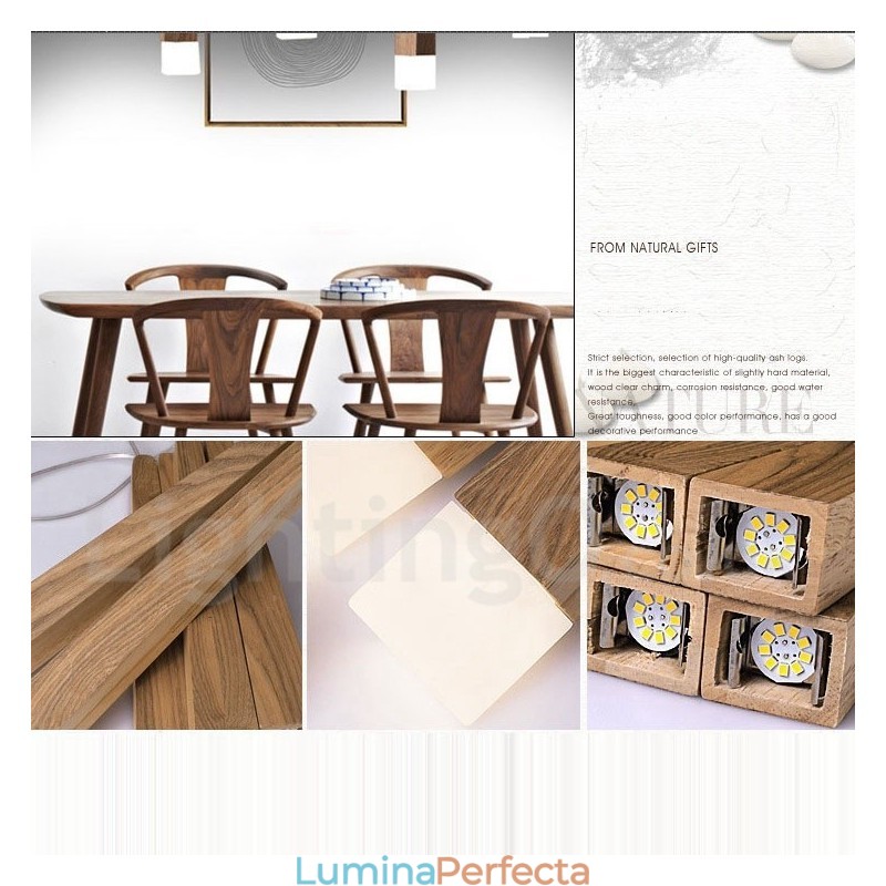 Lampă suspendată modernă, contemporană, din lemn, cu 1 lumină