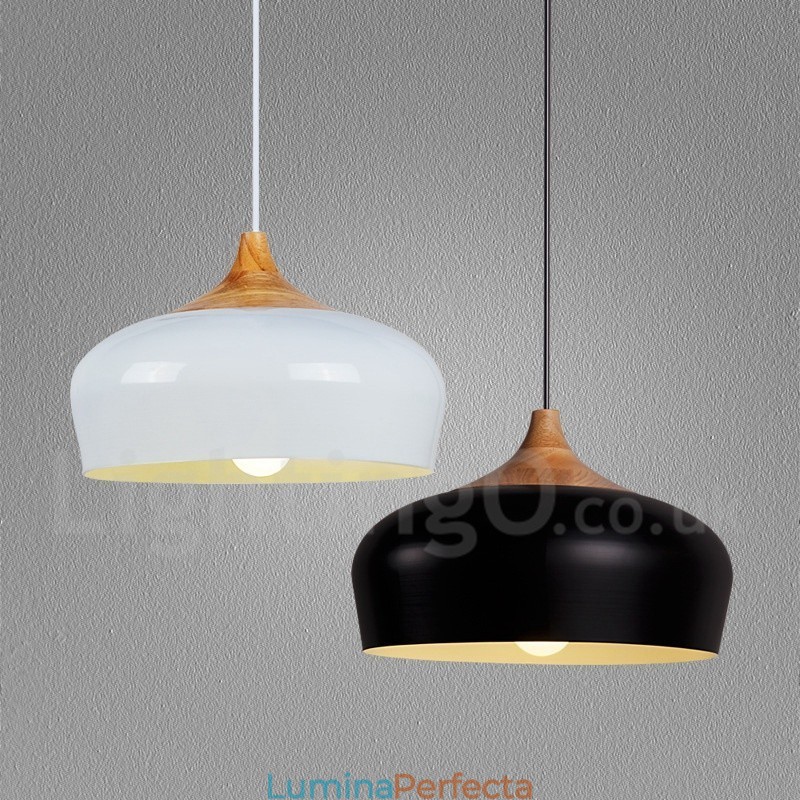 Lampă suspendată modernă, contemporană, din lemn, cu 1 lumină