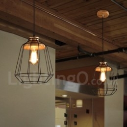 Lampă suspendată din lemn, metal, vintage